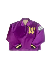 PURPLE QUARTER ZIPPER SATIN JACKET